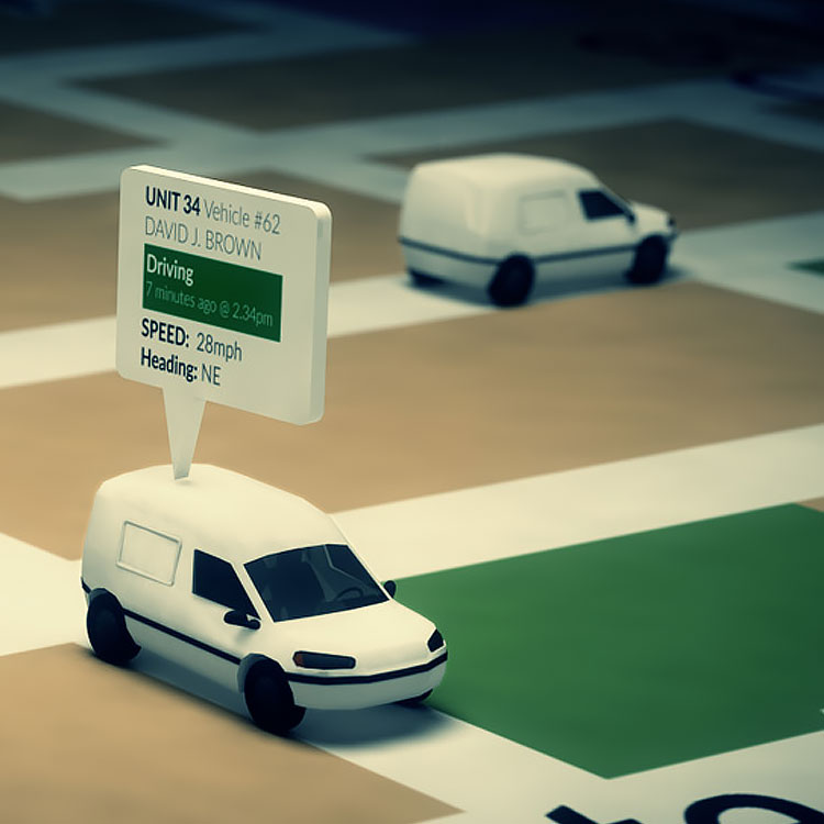 Illustration of a vehicle showing information of when a package will be delivered