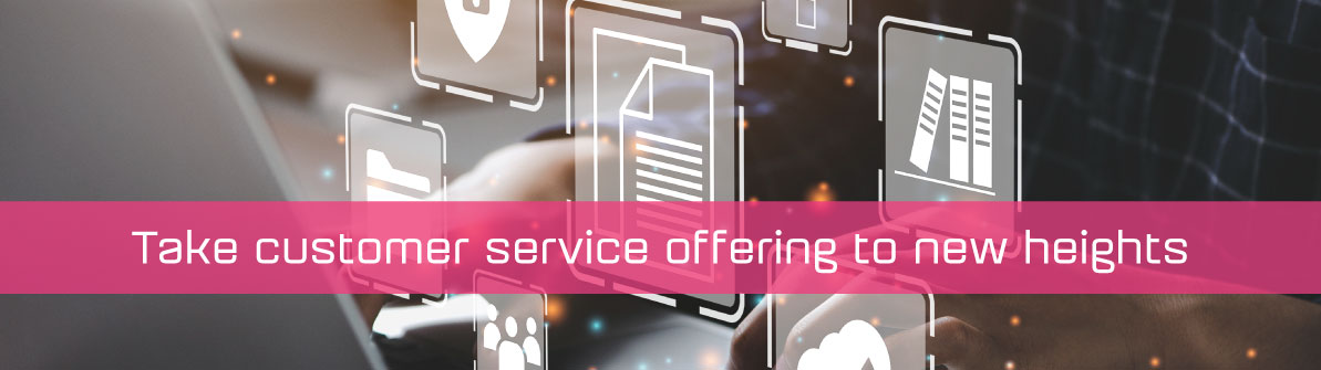 A laptop with floating icons.