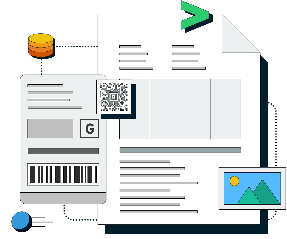 Illustration of markmagic's barcode, and printing engine Illustration of markmagic's barcode, and printing engine